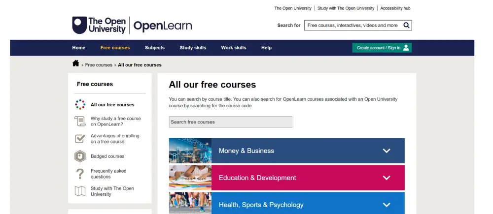 Online kurzy na The Open University